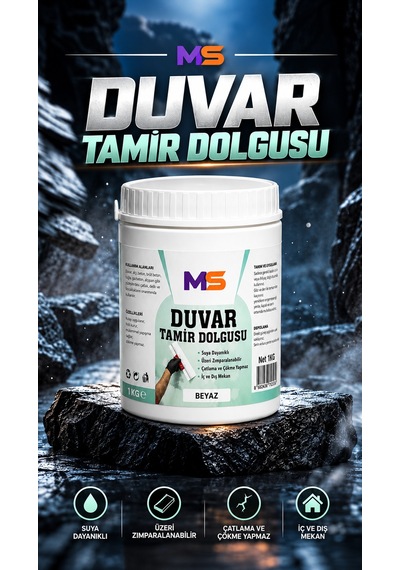 Hazır Duvar Tamir Dolgusu 1 Kg Macunu Zemin Alçı Sıva Derin Boşluk Doldurucu Çatlak Onarıcı Giderici