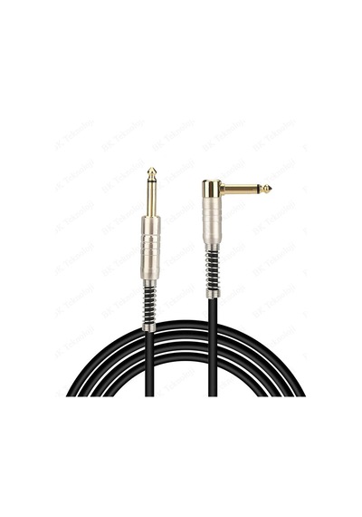 6.35mm Mono Düz - 6.35mm 1/4 İnç Erkek Dik Açı Ses Kablosu 2 Met.