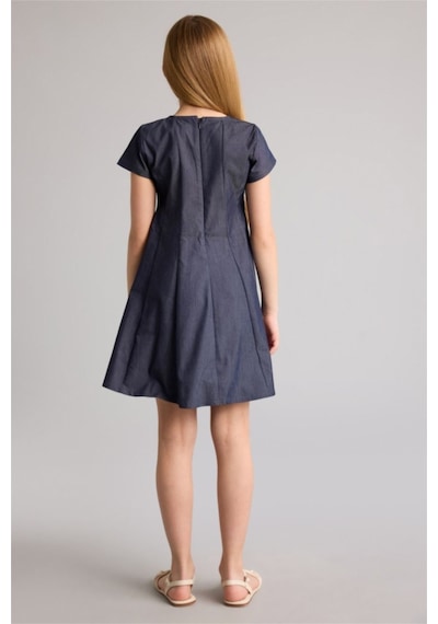 Defacto Yarım Kollu Twill Elbise Kız Çocuk H2604a826spın20 İndigo-ın20