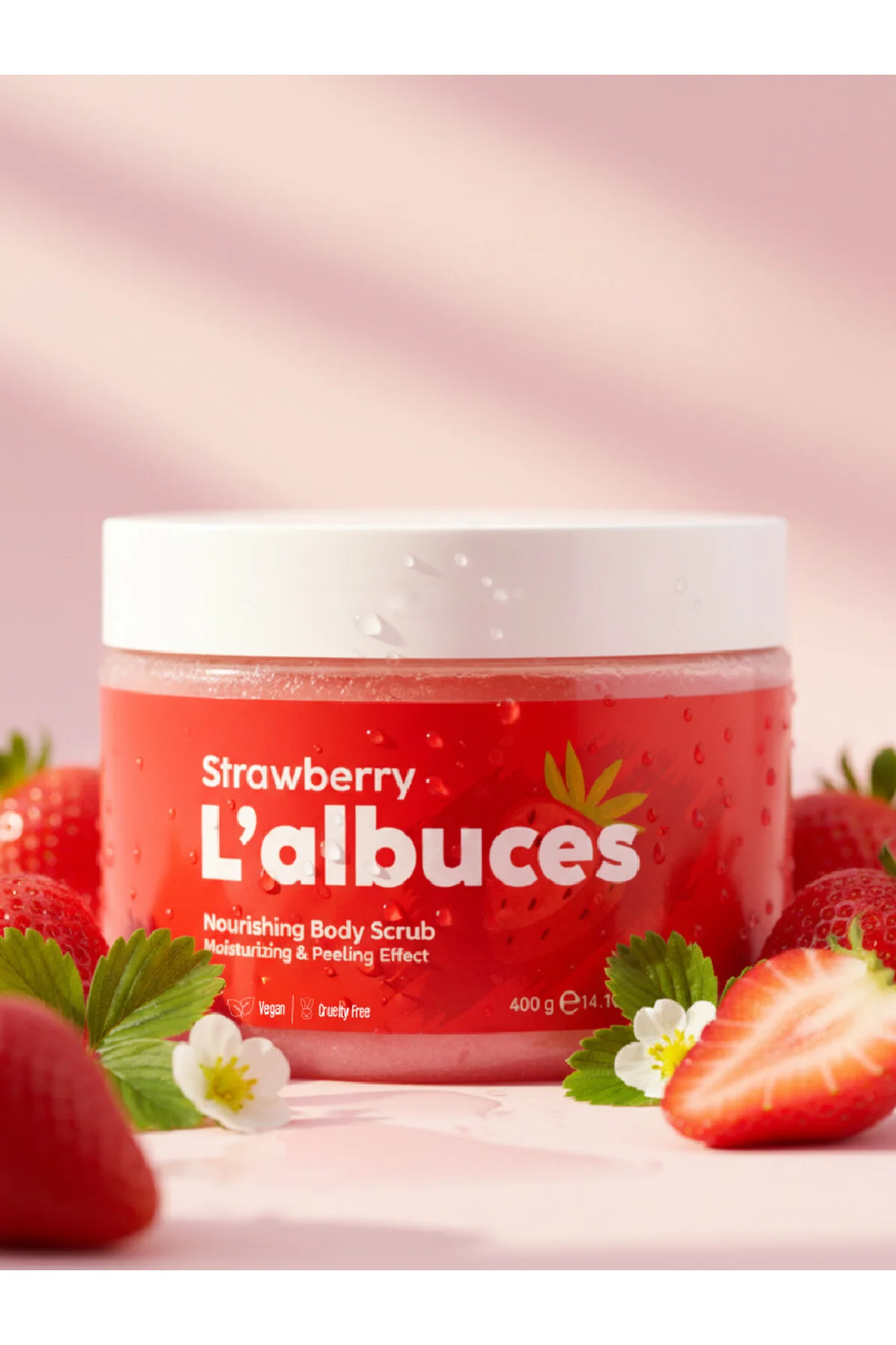 Strawberry Body Scrub 400gr Vegan, Temiz İçerikli, Çilek Kokulu Pürüzsüz Cilt Bakımı