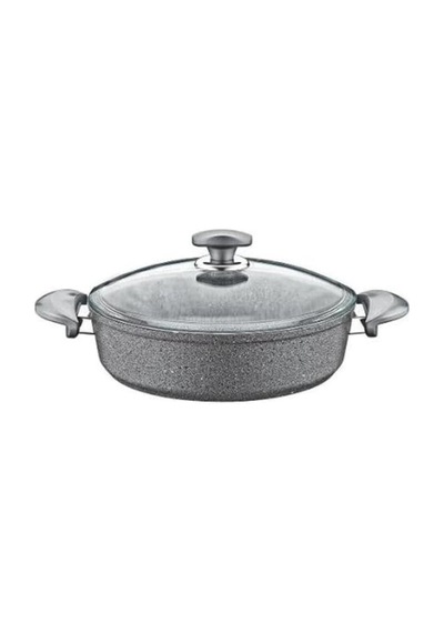 Oms Granit Karnıyarık Tencere 22x7 Gri Cam Kapak - 152.3310.01.02-22-gri Diğer