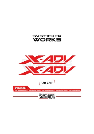 Honda X-adv 750 Sticker Uyumlu Yazı Yüksek Kalite Özel Kesim Folyo 2'li Set Kırmızı