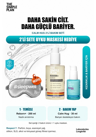 The Simple Plan Calm Hug Kızarıklık & Bariyer Bakım Seti - Serum + Temizleyici Uyku Maskesi Hediyeli 2'li