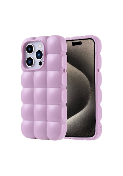 Zore Apple Uyumlu iPhone 15 Pro Kılıf Parlak Esnek Silikon Dom Dom Kapak - Lila Lila
