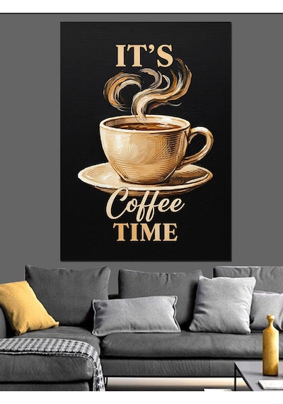 Ahşap Tablo Buharlı Kahve Zamanı Posteri