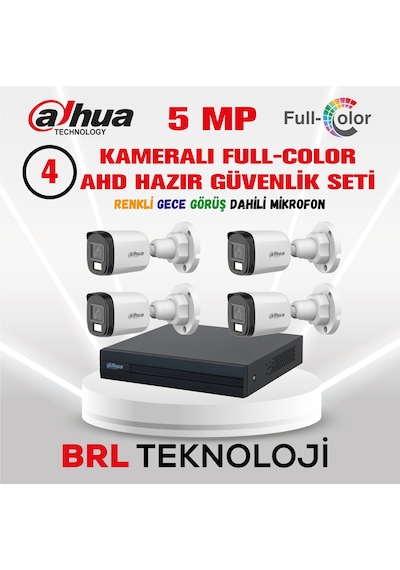 Dahua 5 Mp 4 Kameralı Sesli 30 Metre Renkli Gece Görüşlü Full Hd Kamera Seti