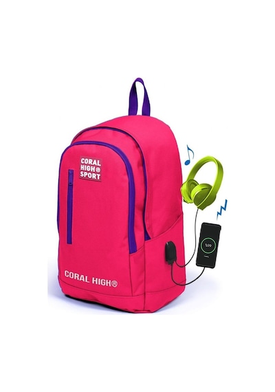 Coral High Sport Neon Mercan İlkokul Ortaokul Lise Çanta Seti