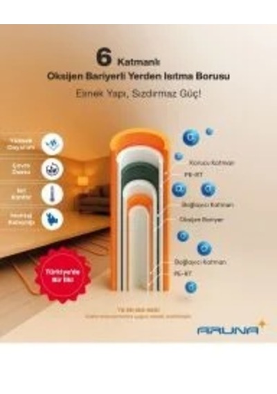 Aruna Pert 6 Katmanlı Yerden Isıtma Borusu Oksijen Bariyerli 16x2 240mt