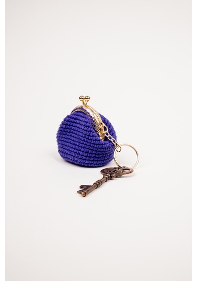 Fabric Craft Bag Mini Bozuk Para Cüzdanı Anahtarlık Klipsli Mor