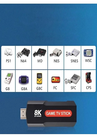 Oyunlu i Game Box Android Tv Stick 8k Hdr 2 Kollu Retro Oyun Konsolu