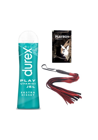 Durex Play Ekstra Hisset Bay Bayan Uyarıcılı Jel 50 Ml + Kırmızı Püsküllü Deri Kirbaç + Hediye