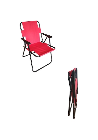 Plastik Kollu Katlanir 4 Lü Piknik Ve Kamp Sandalyesi Kirmizi 46,5x40,5x41 Cm Sirt 57x55x81 Cm Kırmızı