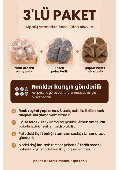Stwenn 3 Lü Avantajlı Paket Kışlık Peluş Desenli Sessiz Ortopedik Taban Çeyiz Misafir Ev Terliği Set 3 Lü Çpz-yldz-snw Stwenn 3 Lü Avantajlı Paket Kışlık Peluş Desenli Sessiz Ortopedik Taban Çeyiz Misafir Ev Terliği Set 3 Lü Çpz-yldz-snw