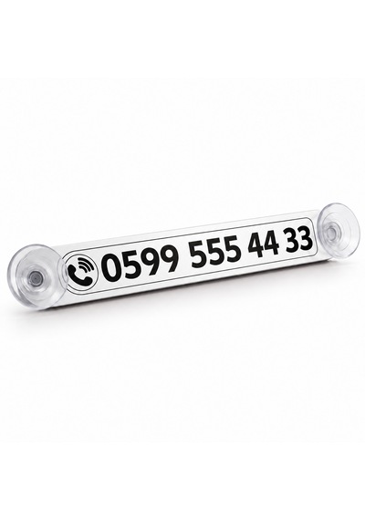 Doalino Kişiye Özel Ahşap Araç İçi Numaratör Cama Vantuzlu Telefon Numarası Park Plakası Beyaz