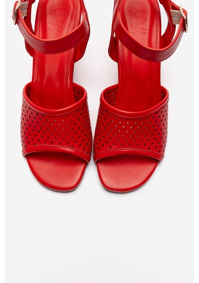 Luvishoes Hervon Kırmızı Cilt Kadın Dolgu Topuklu Ayakkabı