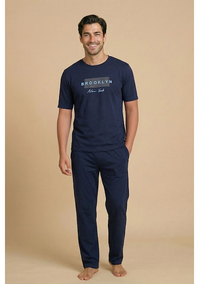 Wordex Mirano 8108 Penye Brooklyn Yazılı Erkek Yazlık Kısa Kollu Cepli Pijama Takımı Lacivert Wordex Mirano 8108 Penye Brooklyn Yazılı Erkek Yazlık Kısa Kollu Cepli Pijama Takımı Lacivert