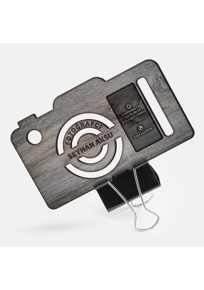 Kişiye Özel Mesleki Fotoğrafçı Ahşap Kartvizit (Model 2-6) 50 Ade