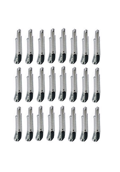 24 Adet Metal Gövdeli Kalın Geniş 18 Mm Maket Bıçağı Falçata