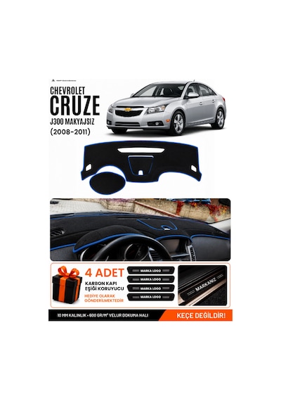 Chevrolet Cruze J300 Makyajsız 2008-2011 Uyumlu Torpido Örtüsü - Siyah-mavi - Ch006