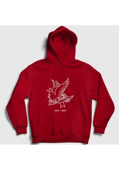Presmono Unisex Cry Baby Lil Peep Kapüşonlu Sweatshirt Kırmızı