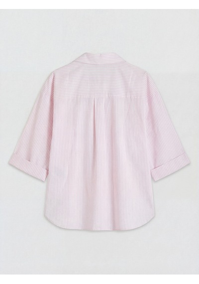 Lcw Comfort Pembe Kaçık Yaka Çizgili Kadın Gömlek