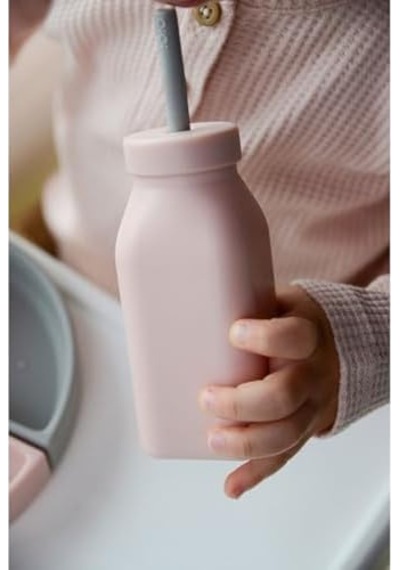 Oioi Hüp + Up -şişe + Pipet - Pinky Pink/powder Grey .
