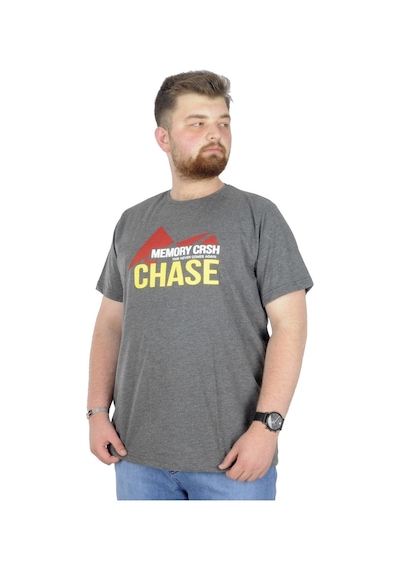 Mode Xl Büyük Beden T-Shirt Bis Yaka Chase 22193 Antramelanj 001
