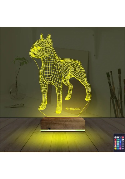 Luvivia Köpek Boxer Kişiye Özel 3d Lamba - Masa Gece Lambası Şeffaf