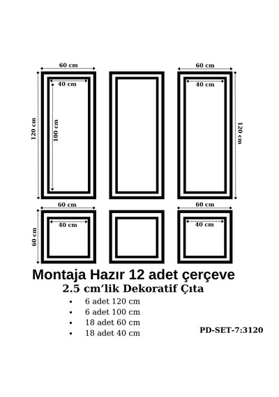 Montaja Hazır 24 Adet Çerçeve 2,5 Cm'lik Pd-set-7: 3120