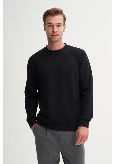 Cazador 54260 Erkek Bisiklet Yaka Sweatshirt Siyah