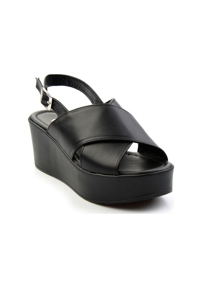 Bambi Siyah Leather Kadın Sandalet K05040030503 Siyah