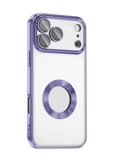 Zore Apple iPhone Uyumlu 17 Pro Kılıf Kamera Korumalı Logo Gösteren Zore Omega Kapak - Lila