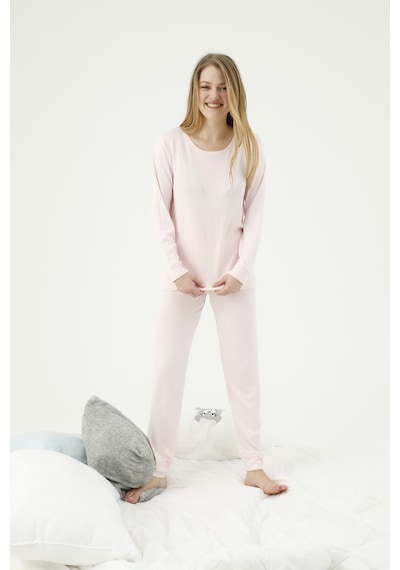 Siyah İnci Alt-üst Polar Pijama Takım 22278264 Pembe