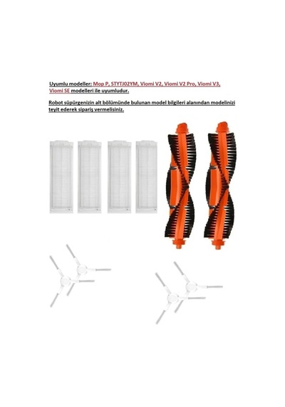 Xiaomi Uyumlu Mop Pro Ve Viomi Uyumlu V2 Pro Uyumlu Yedek Fırça Filtre Seti