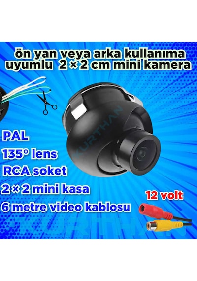 19 Mm Mini Araç Görüş Kamerası Ön Yan Veya Arka Kullanıma Uyumlu