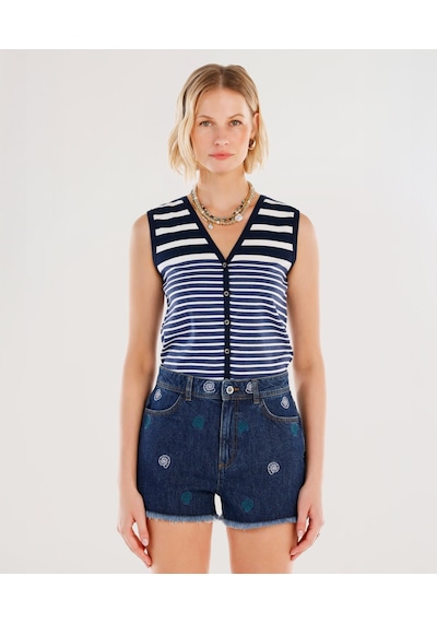 Yargıcı Nakış Detaylı Denim Şort 25ykbr8023x 515 Mavi