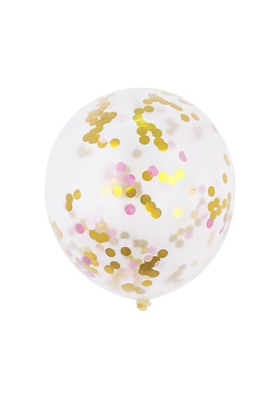 Pazarız Konfetili Balon Pullu Şeffaf Balon Seti 20 Adet Gold