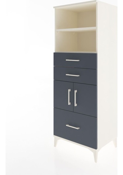 Hyperion Dolap 3 Raflı 3 Çekmeceli 2 Kapaklı 60x44x163 Aytaşı-antrasit Aytası