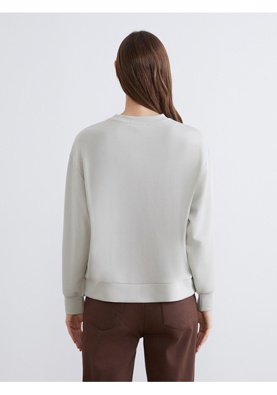 Lcw Everyday Gri Bisiklet Yaka Oversize Kadın Sweatshirt