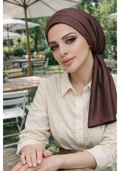 Aişe Tesettür Kahverengi Eşarp Bone