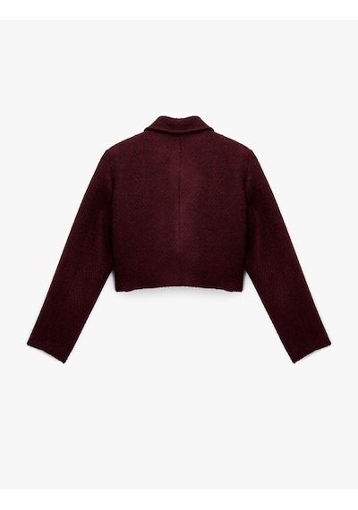 Koton Mücevher Düğme Detaylı Uzun Kollu Cepli Crop Tüvit Ceket Bordo 6wak50048ew Bordo