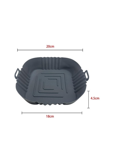 Fritöz Afryer Ve Fırın Silikon Pişirme Matı 20 Cm Kare Gri