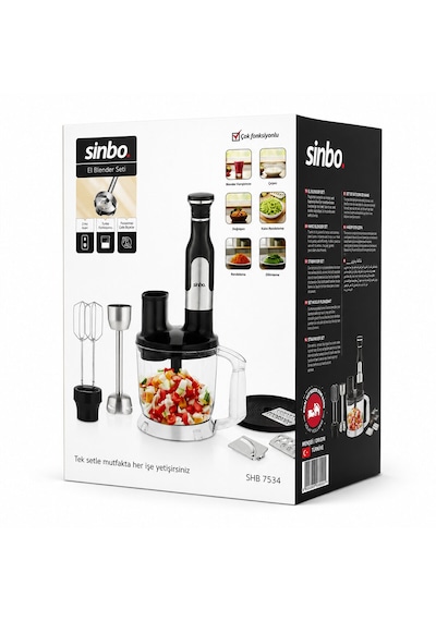 2hız Ayar - Paslanmaz Çelik Bıçak El Multi Blender Seti 2 Lt Hazneli Shb-7534 5286
