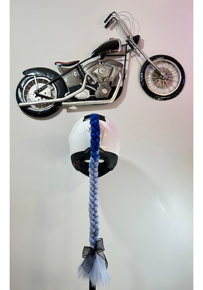 Motor & Motosiklet Mavi Ombreli Saç Kask Dış Aksesuarı Diğer