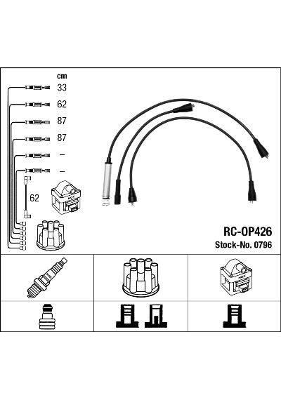 Ngk Buji Bobin Kablosu Takımı Set Opel Vectra A-ascona C-kadett E 1.8-2.0 8v Sv-ne 0796 1612642 90350551 1612473 1612501