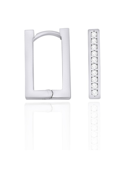 Gümüş Küpe Zirkon Taşlı Rodyumlu Trend Küpe 925 Ayar St113 Gümüş - Rodyum