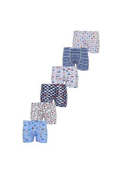 Hepsine Rakip Tutku 6'lı Paket Erkek Çocuk Renkli Empirme Elastan Boxer Tec0254 Çok Renkli
