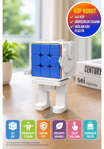 Moyu 3x3 Robot Zeka Küpü Mfjs Meilong Mf8964 Beyaz Bulmaca Oyuncağı 7,8x6x12 Cm