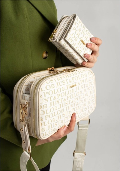 Just Polo Kadın Yeni Sezon Baskılı Omuz Çantası Ve Cüzdanı Kombin 232053mh Krem 84084650