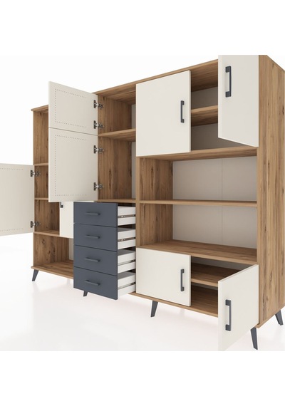 Hyperion Dolap 9 Raflı 4 Çekmeceli 8 Kapaklı 220x44x163 Çam-aytaş Çam-aytaşı/antrasit Hyperion Dolap 9 Raflı 4 Çekmeceli 8 Kapaklı 220x44x163 Çam-aytaş Çam-aytaşı/antrasit